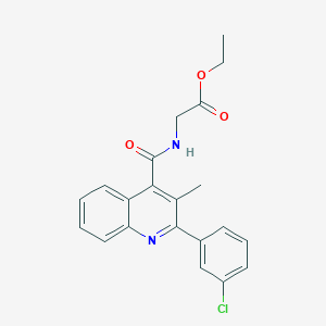molecular formula C21H19ClN2O3 B4698552 ETHYL 2-{[2-(3-CHLOROPHENYL)-3-METHYLQUINOLIN-4-YL]FORMAMIDO}ACETATE 