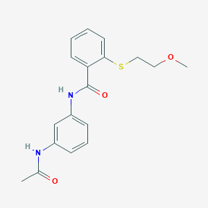 molecular formula C18H20N2O3S B4698754 N-[3-(acetylamino)phenyl]-2-[(2-methoxyethyl)sulfanyl]benzamide 