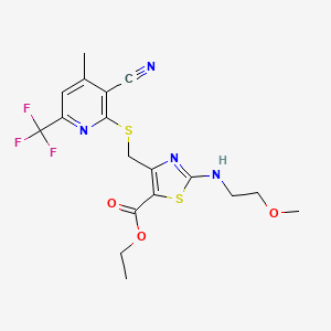 molecular formula C18H19F3N4O3S2 B4698832 ETHYL 4-({[3-CYANO-4-METHYL-6-(TRIFLUOROMETHYL)-2-PYRIDYL]SULFANYL}METHYL)-2-[(2-METHOXYETHYL)AMINO]-1,3-THIAZOLE-5-CARBOXYLATE 