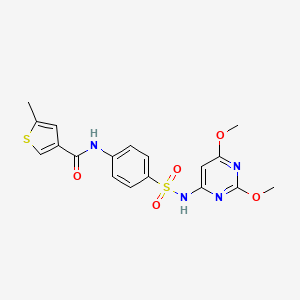 molecular formula C18H18N4O5S2 B4698843 N-{4-[(2,6-DIMETHOXY-4-PYRIMIDINYL)SULFAMOYL]PHENYL}-5-METHYL-3-THIOPHENECARBOXAMIDE 
