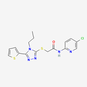 molecular formula C16H16ClN5OS2 B4698942 N-(5-CHLORO-2-PYRIDINYL)-2-{[4-PROPYL-5-(2-THIENYL)-4H-1,2,4-TRIAZOL-3-YL]SULFANYL}ACETAMIDE 