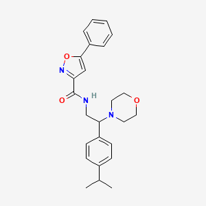 molecular formula C25H29N3O3 B4699215 N-[2-(MORPHOLIN-4-YL)-2-[4-(PROPAN-2-YL)PHENYL]ETHYL]-5-PHENYL-1,2-OXAZOLE-3-CARBOXAMIDE 