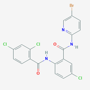 molecular formula C19H11BrCl3N3O2 B4699222 N-{2-[(5-bromopyridin-2-yl)carbamoyl]-4-chlorophenyl}-2,4-dichlorobenzamide 
