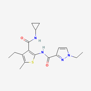 molecular formula C17H22N4O2S B4699667 N-[3-(cyclopropylcarbamoyl)-4-ethyl-5-methylthiophen-2-yl]-1-ethyl-1H-pyrazole-3-carboxamide 