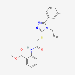molecular formula C22H22N4O3S B4699777 methyl 2-[({[5-(3-methylphenyl)-4-(prop-2-en-1-yl)-4H-1,2,4-triazol-3-yl]sulfanyl}acetyl)amino]benzoate 