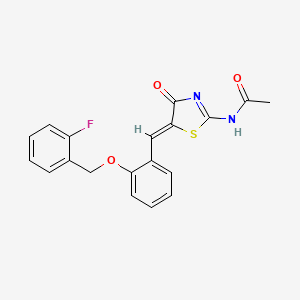 molecular formula C19H15FN2O3S B4700068 N-[(5Z)-5-{2-[(2-fluorobenzyl)oxy]benzylidene}-4-oxo-4,5-dihydro-1,3-thiazol-2-yl]acetamide 