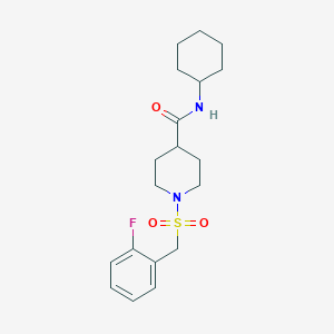 molecular formula C19H27FN2O3S B4700179 N-CYCLOHEXYL-1-[(2-FLUOROPHENYL)METHANESULFONYL]PIPERIDINE-4-CARBOXAMIDE 