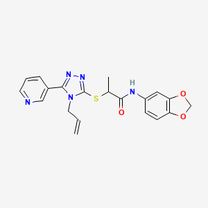 molecular formula C20H19N5O3S B4700289 N-(1,3-benzodioxol-5-yl)-2-{[4-(prop-2-en-1-yl)-5-(pyridin-3-yl)-4H-1,2,4-triazol-3-yl]sulfanyl}propanamide 