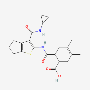 molecular formula C21H26N2O4S B4700484 6-{[3-(cyclopropylcarbamoyl)-5,6-dihydro-4H-cyclopenta[b]thiophen-2-yl]carbamoyl}-3,4-dimethylcyclohex-3-ene-1-carboxylic acid 