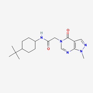 molecular formula C18H27N5O2 B4700620 N-[4-(TERT-BUTYL)CYCLOHEXYL]-2-(1-METHYL-4-OXO-1,4-DIHYDRO-5H-PYRAZOLO[3,4-D]PYRIMIDIN-5-YL)ACETAMIDE 