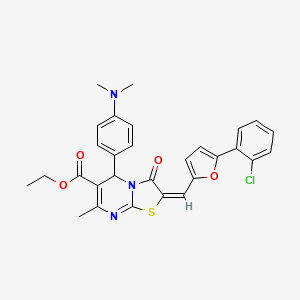molecular formula C29H26ClN3O4S B4700701 ethyl (2E)-2-{[5-(2-chlorophenyl)furan-2-yl]methylidene}-5-[4-(dimethylamino)phenyl]-7-methyl-3-oxo-2,3-dihydro-5H-[1,3]thiazolo[3,2-a]pyrimidine-6-carboxylate 