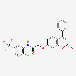 molecular formula C24H15ClF3NO4 B4701281 N-(2-chloro-5-(trifluoromethyl)phenyl)-2-((2-oxo-4-phenyl-2H-chromen-7-yl)oxy)acetamide 