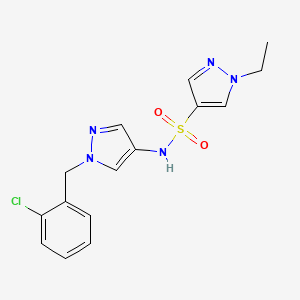 molecular formula C15H16ClN5O2S B4701429 N~4~-[1-(2-CHLOROBENZYL)-1H-PYRAZOL-4-YL]-1-ETHYL-1H-PYRAZOLE-4-SULFONAMIDE 