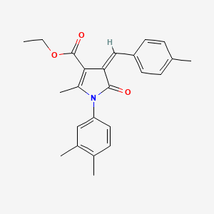molecular formula C24H25NO3 B4701482 ETHYL (4Z)-1-(3,4-DIMETHYLPHENYL)-2-METHYL-4-[(4-METHYLPHENYL)METHYLIDENE]-5-OXO-4,5-DIHYDRO-1H-PYRROLE-3-CARBOXYLATE 