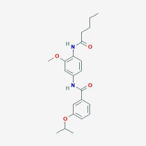 molecular formula C22H28N2O4 B4701502 N-[3-methoxy-4-(pentanoylamino)phenyl]-3-propan-2-yloxybenzamide 