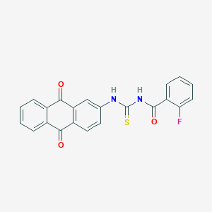 molecular formula C22H13FN2O3S B470156 N-[(9,10-dioxoanthracen-2-yl)carbamothioyl]-2-fluorobenzamide CAS No. 429655-10-7