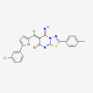 molecular formula C23H15ClN4O2S B4701686 (6Z)-6-{[5-(3-chlorophenyl)furan-2-yl]methylidene}-5-imino-2-(4-methylphenyl)-5,6-dihydro-7H-[1,3,4]thiadiazolo[3,2-a]pyrimidin-7-one 