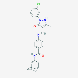 N-(1-adamantyl)-4-({[1-(3-chlorophenyl)-3-methyl-5-oxo-1,5-dihydro-4H-pyrazol-4-ylidene]methyl}amino)benzamide