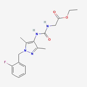 molecular formula C17H21FN4O3 B4701924 ETHYL 2-[({[1-(2-FLUOROBENZYL)-3,5-DIMETHYL-1H-PYRAZOL-4-YL]AMINO}CARBONYL)AMINO]ACETATE 