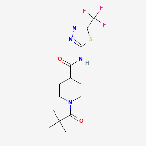 molecular formula C14H19F3N4O2S B4702065 1-(2,2-dimethylpropanoyl)-N-[5-(trifluoromethyl)-1,3,4-thiadiazol-2-yl]piperidine-4-carboxamide 