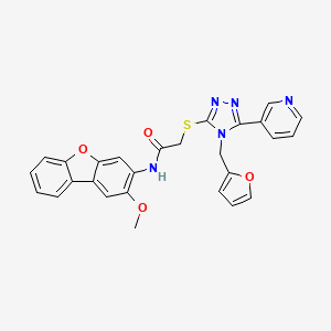 molecular formula C27H21N5O4S B4702240 ACETAMIDE,2-[[4-(FURAN-2-YLMETHYL)-5-(PYRIDIN-3-YL)-4H-1,2,4-TRIAZOL-3-YL]THIO]-N-(2-METHOXY-3-DIBENZOFURANYL)- 