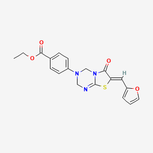 molecular formula C19H17N3O4S B4702361 ETHYL 4-[(7Z)-7-[(FURAN-2-YL)METHYLIDENE]-6-OXO-2H,3H,4H,6H,7H-[1,3]THIAZOLO[3,2-A][1,3,5]TRIAZIN-3-YL]BENZOATE 