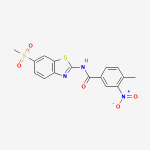 molecular formula C16H13N3O5S2 B4702537 N-(6-METHANESULFONYL-1,3-BENZOTHIAZOL-2-YL)-4-METHYL-3-NITROBENZAMIDE 