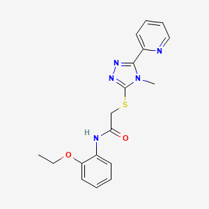 molecular formula C18H19N5O2S B4702735 N-(2-ethoxyphenyl)-2-{[4-methyl-5-(pyridin-2-yl)-4H-1,2,4-triazol-3-yl]sulfanyl}acetamide 