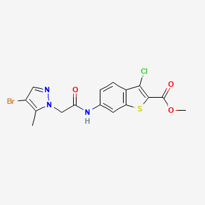 molecular formula C16H13BrClN3O3S B4702819 METHYL 6-{[2-(4-BROMO-5-METHYL-1H-PYRAZOL-1-YL)ACETYL]AMINO}-3-CHLORO-1-BENZOTHIOPHENE-2-CARBOXYLATE 