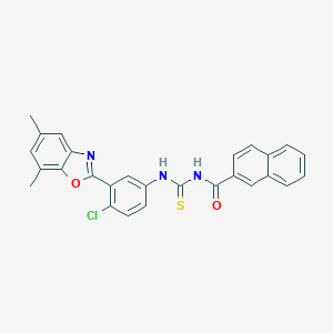 B470332 N-{[4-chloro-3-(5,7-dimethyl-1,3-benzoxazol-2-yl)phenyl]carbamothioyl}naphthalene-2-carboxamide CAS No. 445416-93-3