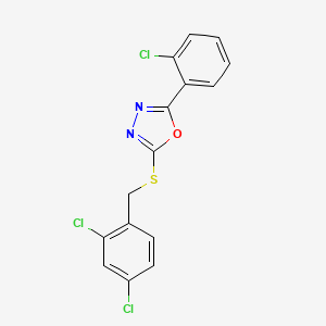 molecular formula C15H9Cl3N2OS B4703369 2-(2-Chlorophenyl)-5-((2,4-dichlorobenzyl)thio)-1,3,4-oxadiazole 