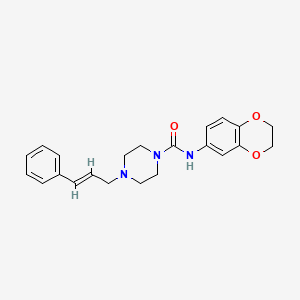 molecular formula C22H25N3O3 B4703408 N-(2,3-DIHYDRO-1,4-BENZODIOXIN-6-YL)-4-[(2E)-3-PHENYL-2-PROPEN-1-YL]-1-PIPERAZINECARBOXAMIDE 