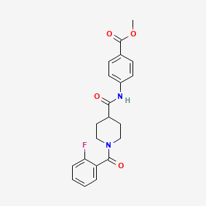 molecular formula C21H21FN2O4 B4703776 METHYL 4-[1-(2-FLUOROBENZOYL)PIPERIDINE-4-AMIDO]BENZOATE 