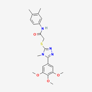 molecular formula C22H26N4O4S B4703849 N-(3,4-dimethylphenyl)-2-{[4-methyl-5-(3,4,5-trimethoxyphenyl)-4H-1,2,4-triazol-3-yl]sulfanyl}acetamide 