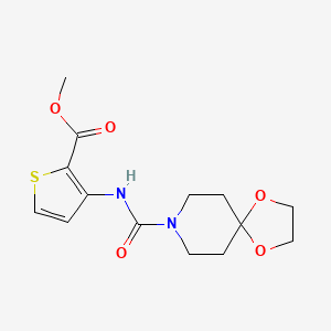 molecular formula C14H18N2O5S B4704043 methyl 3-[(1,4-dioxa-8-azaspiro[4.5]dec-8-ylcarbonyl)amino]-2-thiophenecarboxylate 