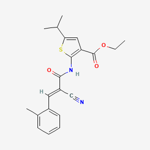 molecular formula C21H22N2O3S B4704052 ethyl 2-{[2-cyano-3-(2-methylphenyl)acryloyl]amino}-5-isopropyl-3-thiophenecarboxylate 