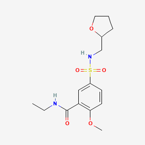 molecular formula C15H22N2O5S B4704080 N-ethyl-2-methoxy-5-{[(tetrahydro-2-furanylmethyl)amino]sulfonyl}benzamide 