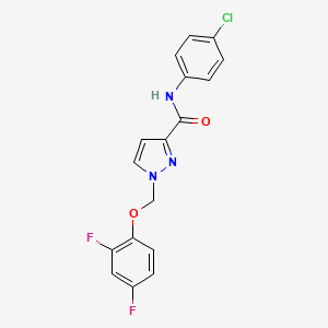 molecular formula C17H12ClF2N3O2 B4704163 N~3~-(4-CHLOROPHENYL)-1-[(2,4-DIFLUOROPHENOXY)METHYL]-1H-PYRAZOLE-3-CARBOXAMIDE 
