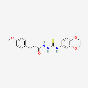 molecular formula C19H21N3O4S B4704173 N-(2,3-dihydro-1,4-benzodioxin-6-yl)-2-[3-(4-methoxyphenyl)propanoyl]hydrazinecarbothioamide 