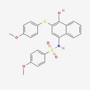 molecular formula C24H21NO5S2 B4704524 N-{4-HYDROXY-3-[(4-METHOXYPHENYL)SULFANYL]NAPHTHALEN-1-YL}-4-METHOXYBENZENE-1-SULFONAMIDE 