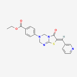 molecular formula C20H18N4O3S B4704577 ETHYL 4-[(7Z)-6-OXO-7-[(PYRIDIN-3-YL)METHYLIDENE]-2H,3H,4H,6H,7H-[1,3]THIAZOLO[3,2-A][1,3,5]TRIAZIN-3-YL]BENZOATE 