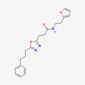molecular formula C20H23N3O3 B4704589 N-[2-(2-furyl)ethyl]-3-[5-(3-phenylpropyl)-1,3,4-oxadiazol-2-yl]propanamide 