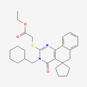 molecular formula C27H34N2O3S B4704663 ethyl 2-[3-(cyclohexylmethyl)-4-oxospiro[6H-benzo[h]quinazoline-5,1'-cyclopentane]-2-yl]sulfanylacetate CAS No. 5705-19-1