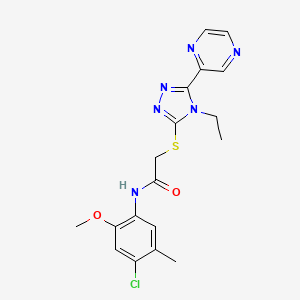 molecular formula C18H19ClN6O2S B4704690 N-(4-Chloro-2-methoxy-5-methylphenyl)-2-((4-ethyl-5-(pyrazin-2-yl)-4H-1,2,4-triazol-3-yl)thio)acetamide CAS No. 573945-54-7