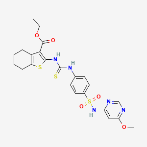 molecular formula C23H25N5O5S3 B4704703 ethyl 2-({[(4-{[(6-methoxy-4-pyrimidinyl)amino]sulfonyl}phenyl)amino]carbonothioyl}amino)-4,5,6,7-tetrahydro-1-benzothiophene-3-carboxylate 