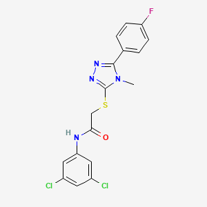 molecular formula C17H13Cl2FN4OS B4704743 N-(3,5-dichlorophenyl)-2-{[5-(4-fluorophenyl)-4-methyl-4H-1,2,4-triazol-3-yl]sulfanyl}acetamide 