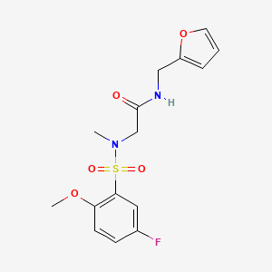 molecular formula C15H17FN2O5S B4704838 N~2~-[(5-fluoro-2-methoxyphenyl)sulfonyl]-N~1~-(2-furylmethyl)-N~2~-methylglycinamide 