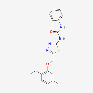 molecular formula C20H22N4O2S B4704845 N-{5-[(2-isopropyl-5-methylphenoxy)methyl]-1,3,4-thiadiazol-2-yl}-N'-phenylurea 