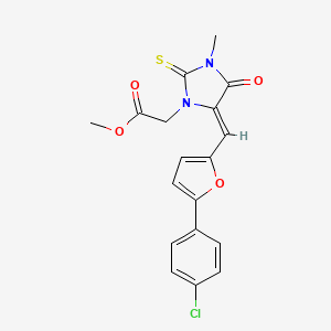 molecular formula C18H15ClN2O4S B4704923 METHYL 2-[(5Z)-5-{[5-(4-CHLOROPHENYL)FURAN-2-YL]METHYLIDENE}-3-METHYL-4-OXO-2-SULFANYLIDENEIMIDAZOLIDIN-1-YL]ACETATE 