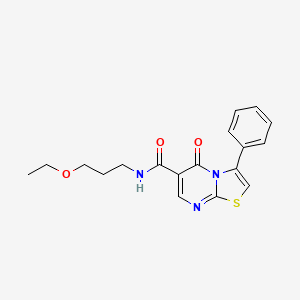 molecular formula C18H19N3O3S B4705012 N-(3-ethoxypropyl)-5-oxo-3-phenyl-5H-[1,3]thiazolo[3,2-a]pyrimidine-6-carboxamide 